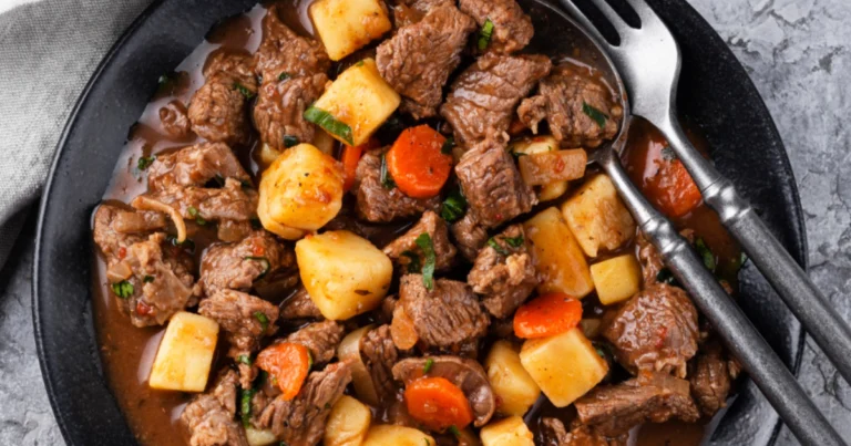 steak bites and potatoes