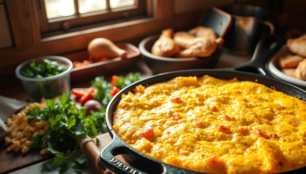 Traditional Cornbread Dressing Baking