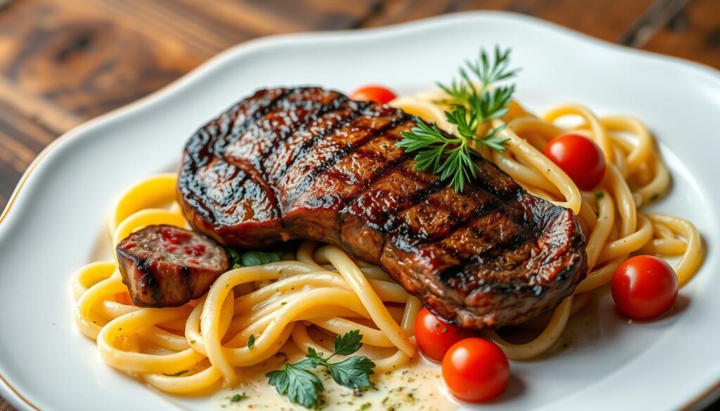 steak and pasta