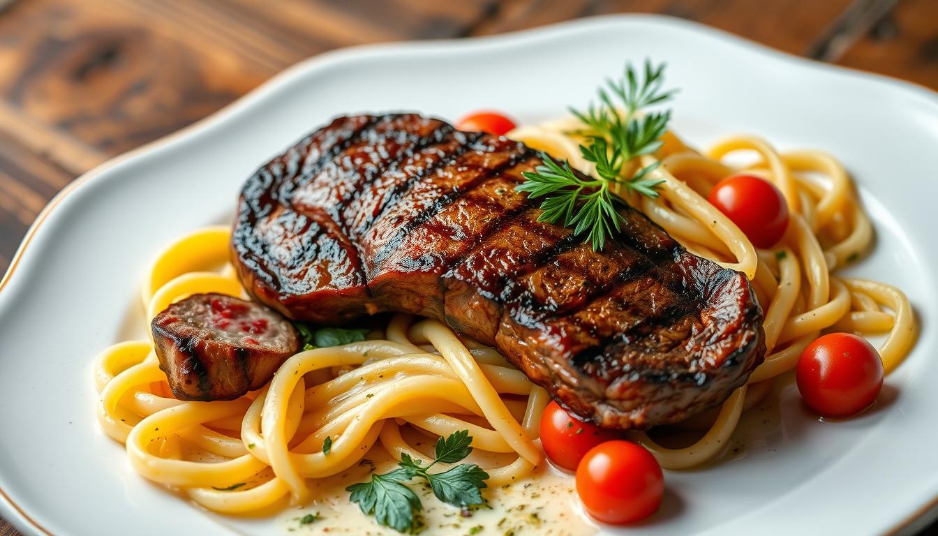 steak and pasta