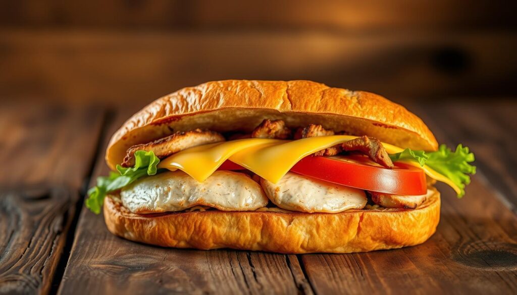 Chicken Steak and Cheese Sandwich Presentation