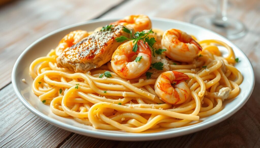 Chicken and Shrimp Alfredo Dish