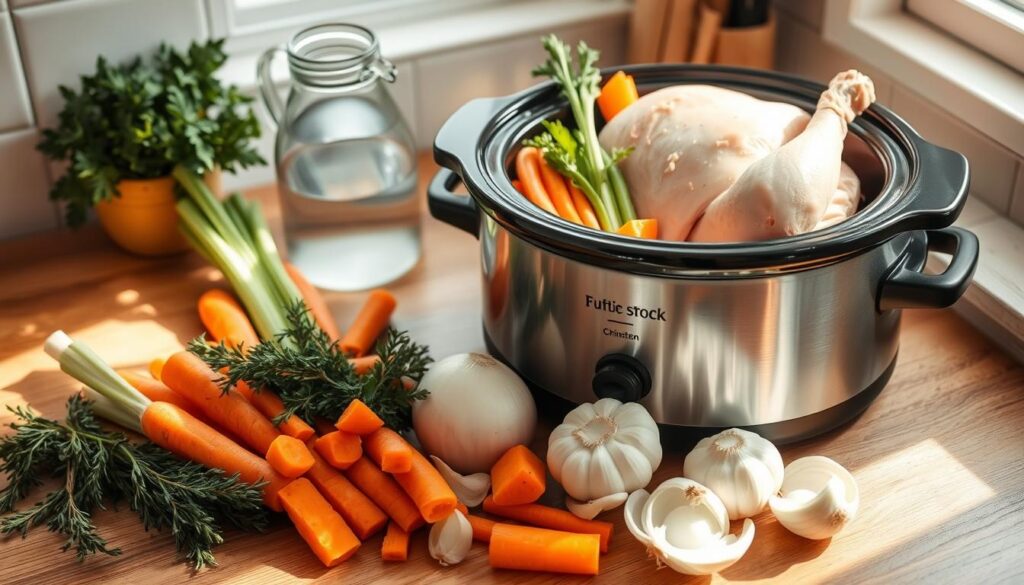 Slow Cooker Chicken Stock Preparation