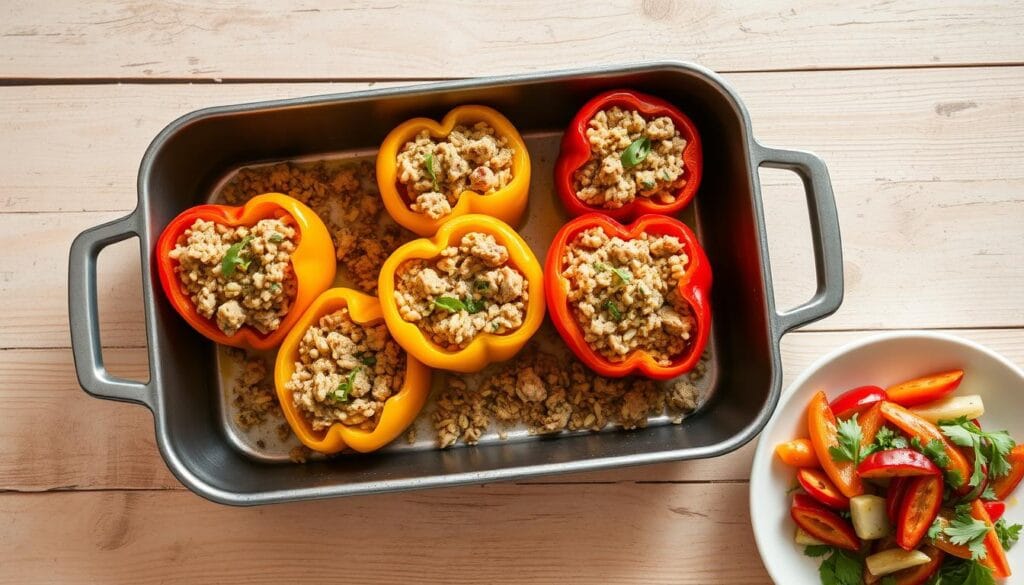 Ground Turkey and Rice Stuffed Peppers